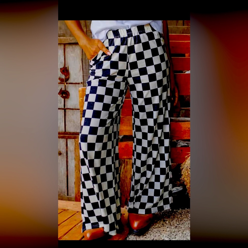 NWT checkered flared pants